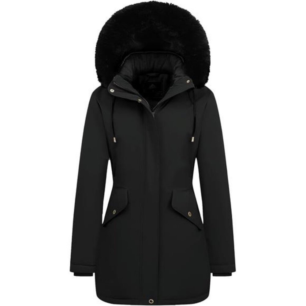 Women's Long Winter Down Coat Thicken Fleece Lined Parka Warm Puffer Jacket